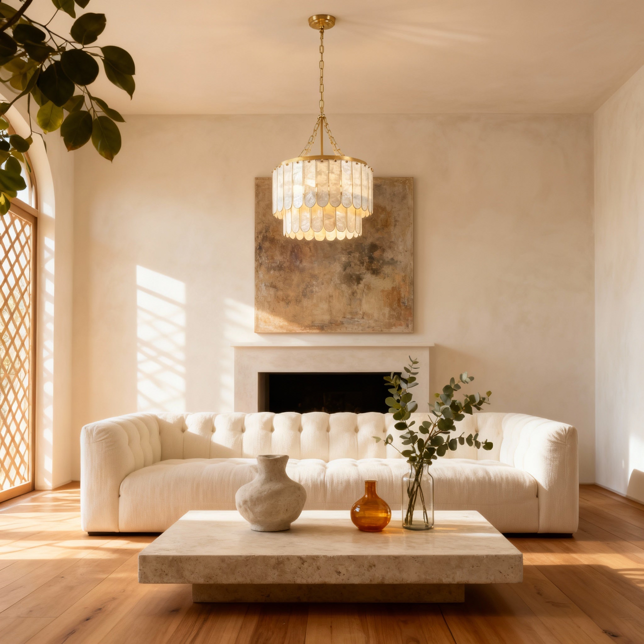 NyraShell | Elegant Modern Capiz Shell Dining Room Chandelier 4