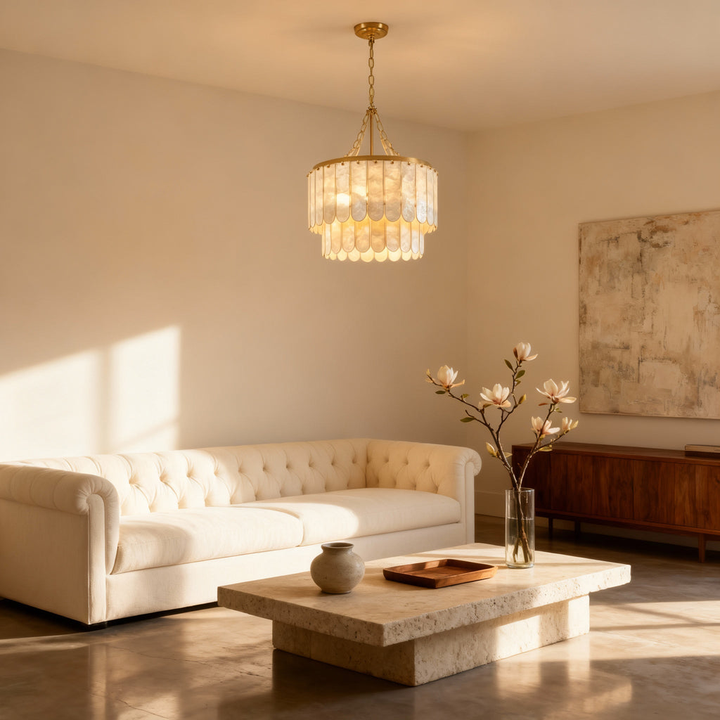 NyraShell | Elegant Modern Capiz Shell Dining Room Chandelier 5