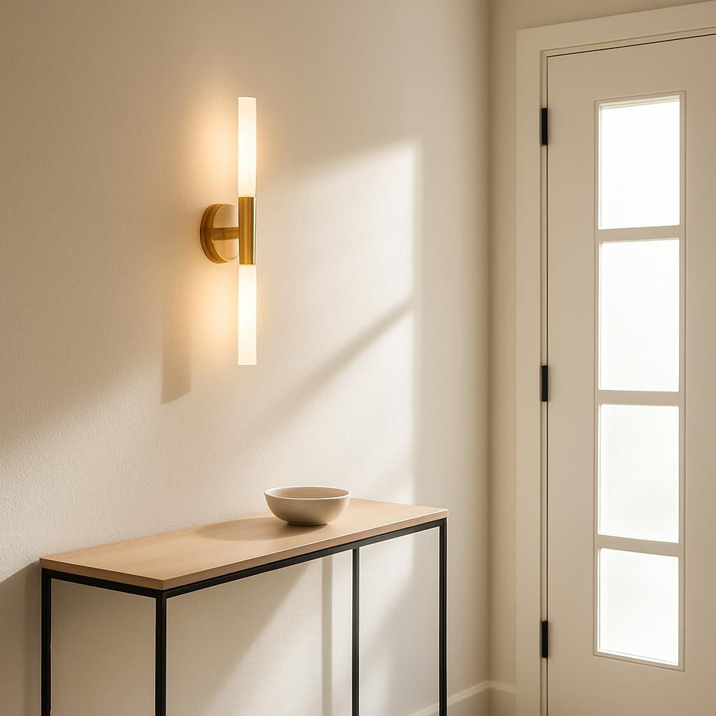 Nysa | Elegant Slim Brass Wall Sconce Light Fixture for Modern Interiors 4