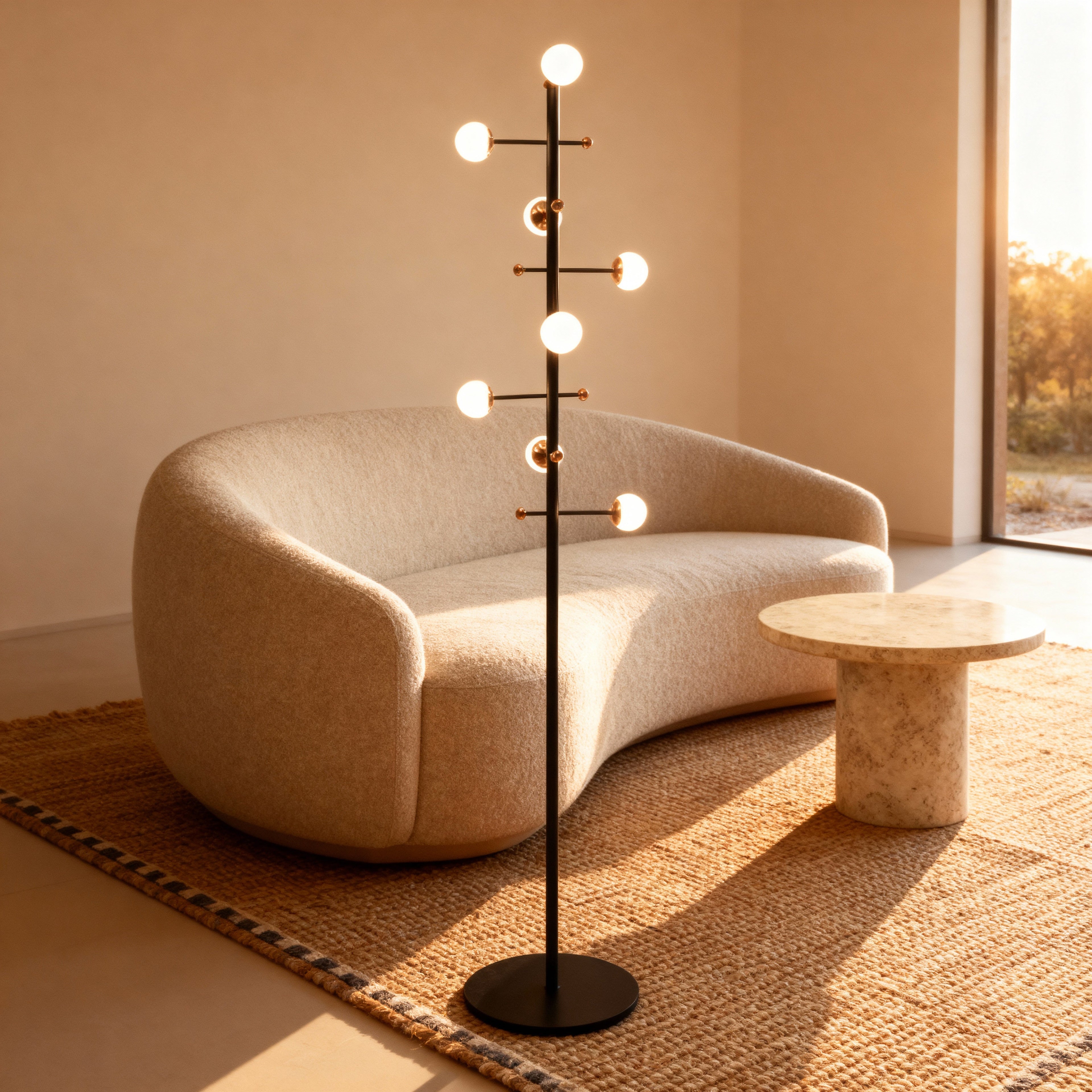 OpalGlow | Modern Dimmable Iron Floor Lamp with Opal Glass Globes 2
