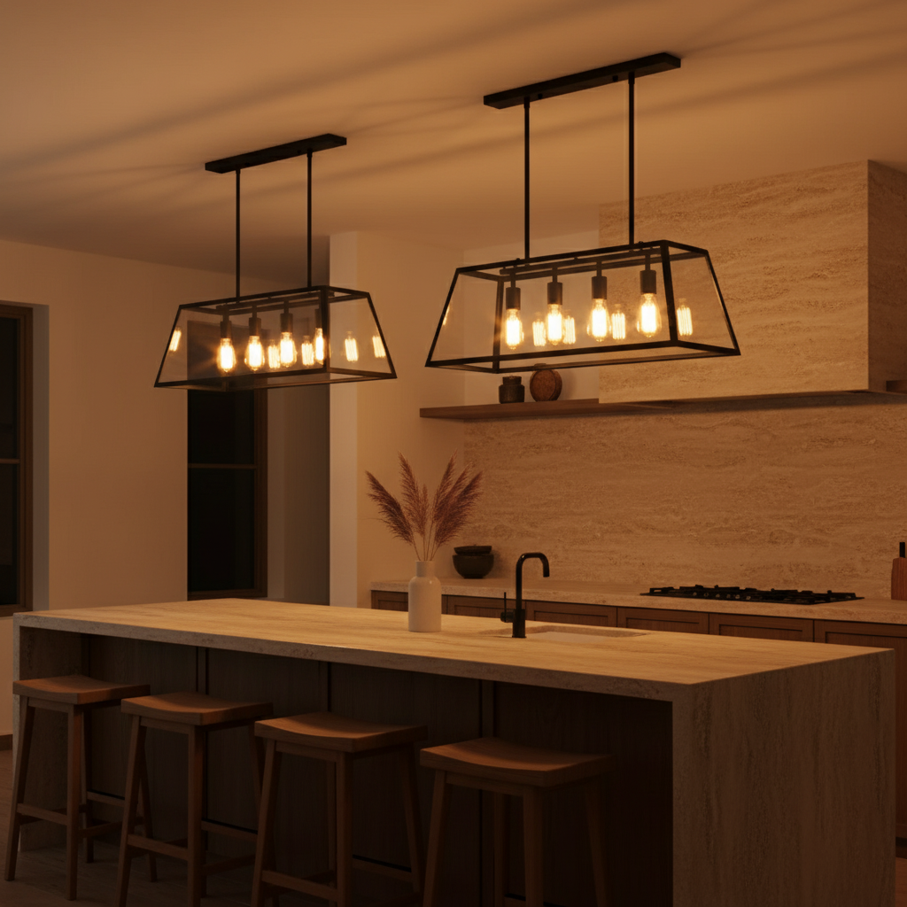 Renova | Sleek Black Glass Kitchen Pendant Lighting Fixture 7