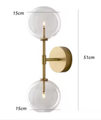 Zell  Elegant Dual Glass Wall Sconce Light with Brass Structure