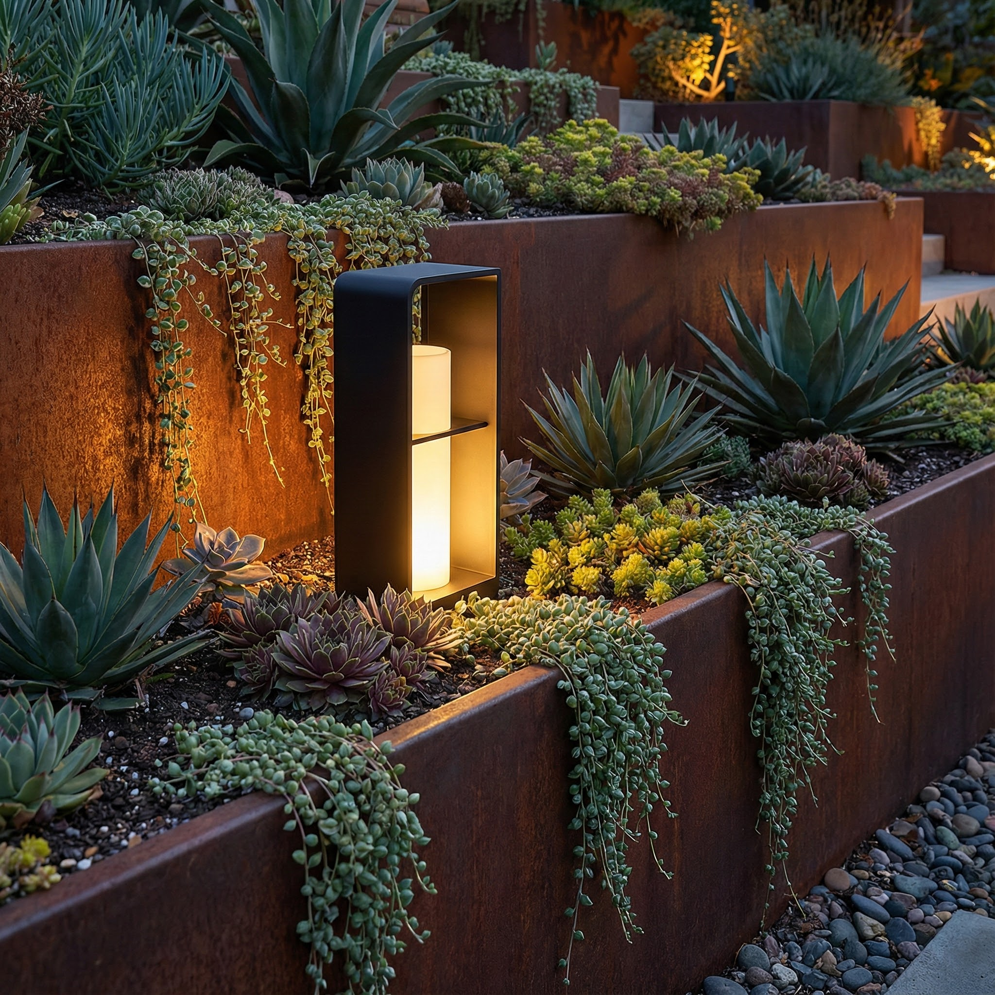 SoleilStone | Modern Elegant Solar Garden Light with Imitated Marble Accent 4