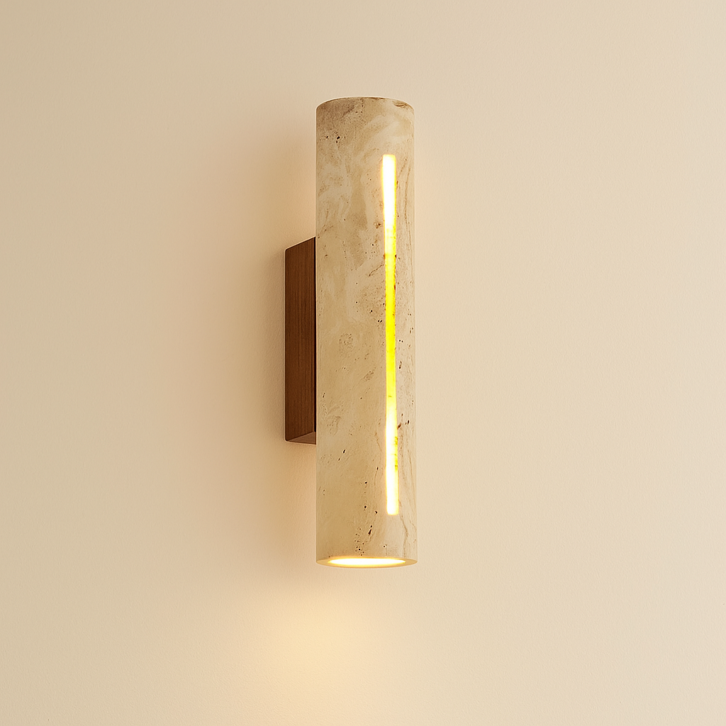 TravertineGlow | Elegant Natural Wall Sconce Light for Ambient Illumination 0