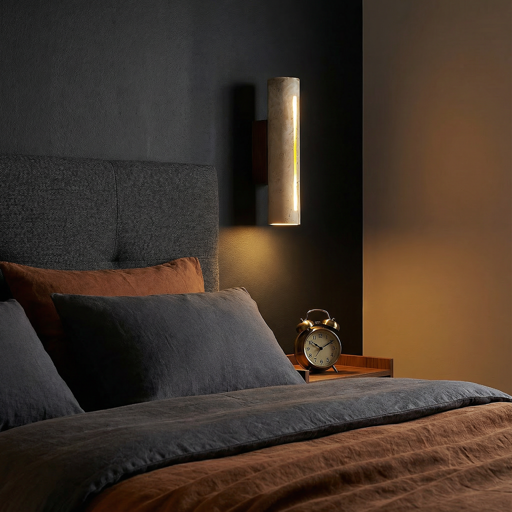 TravertineGlow | Elegant Natural Wall Sconce Light for Ambient Illumination 1