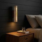 TravertineGlow | Elegant Natural Wall Sconce Light for Ambient Illumination 7