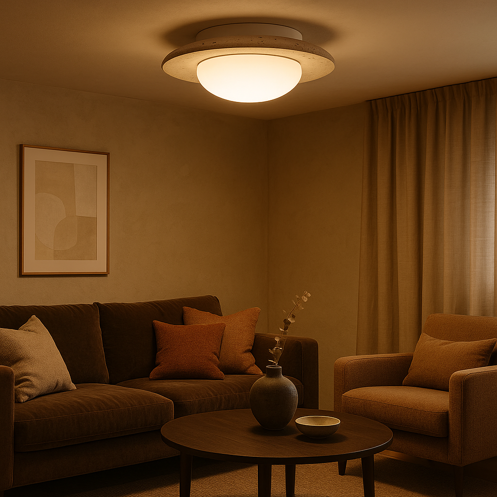 TravertineGlow | Serene Compact Japandi Flush Mount Ceiling Light 2