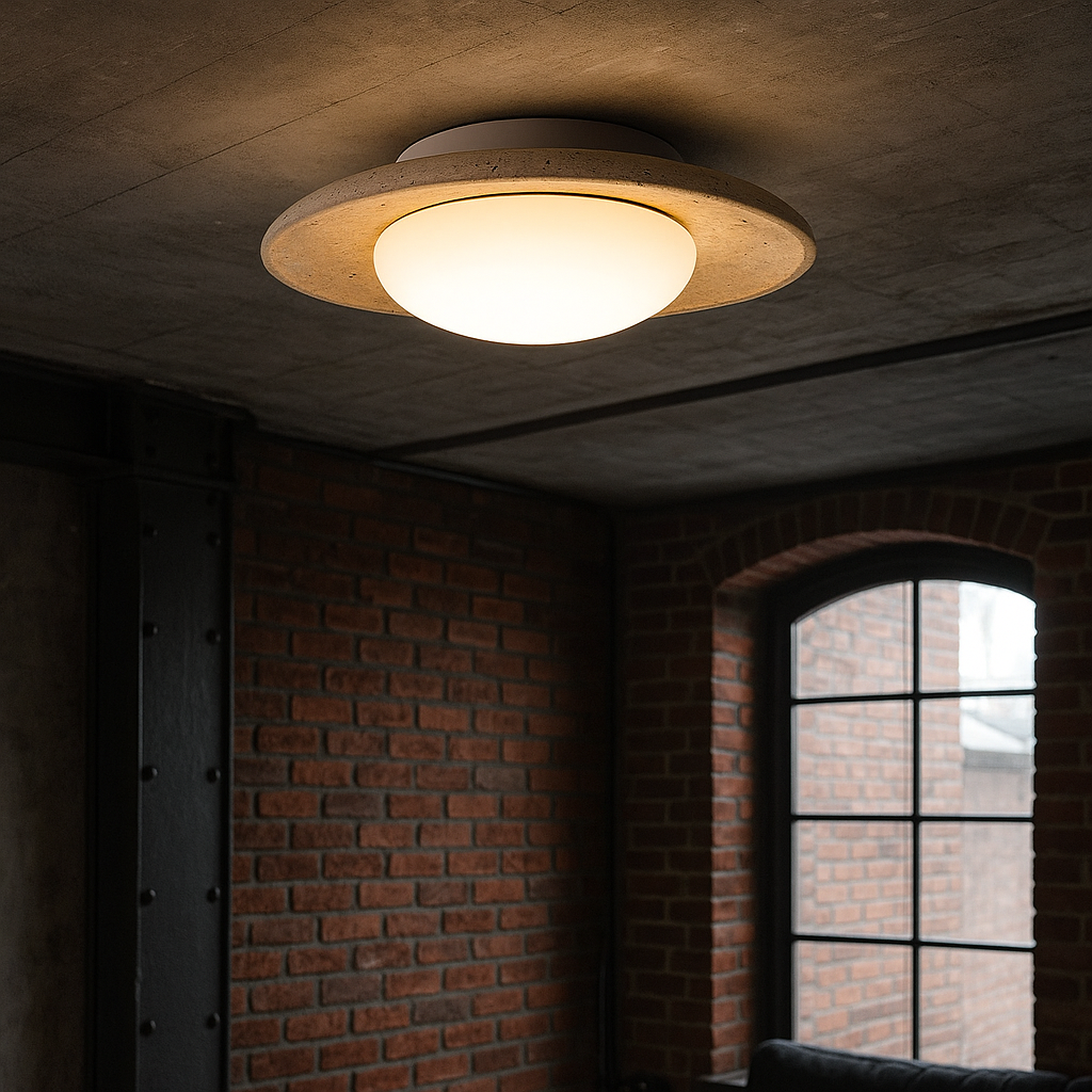 TravertineGlow | Serene Compact Japandi Flush Mount Ceiling Light 3