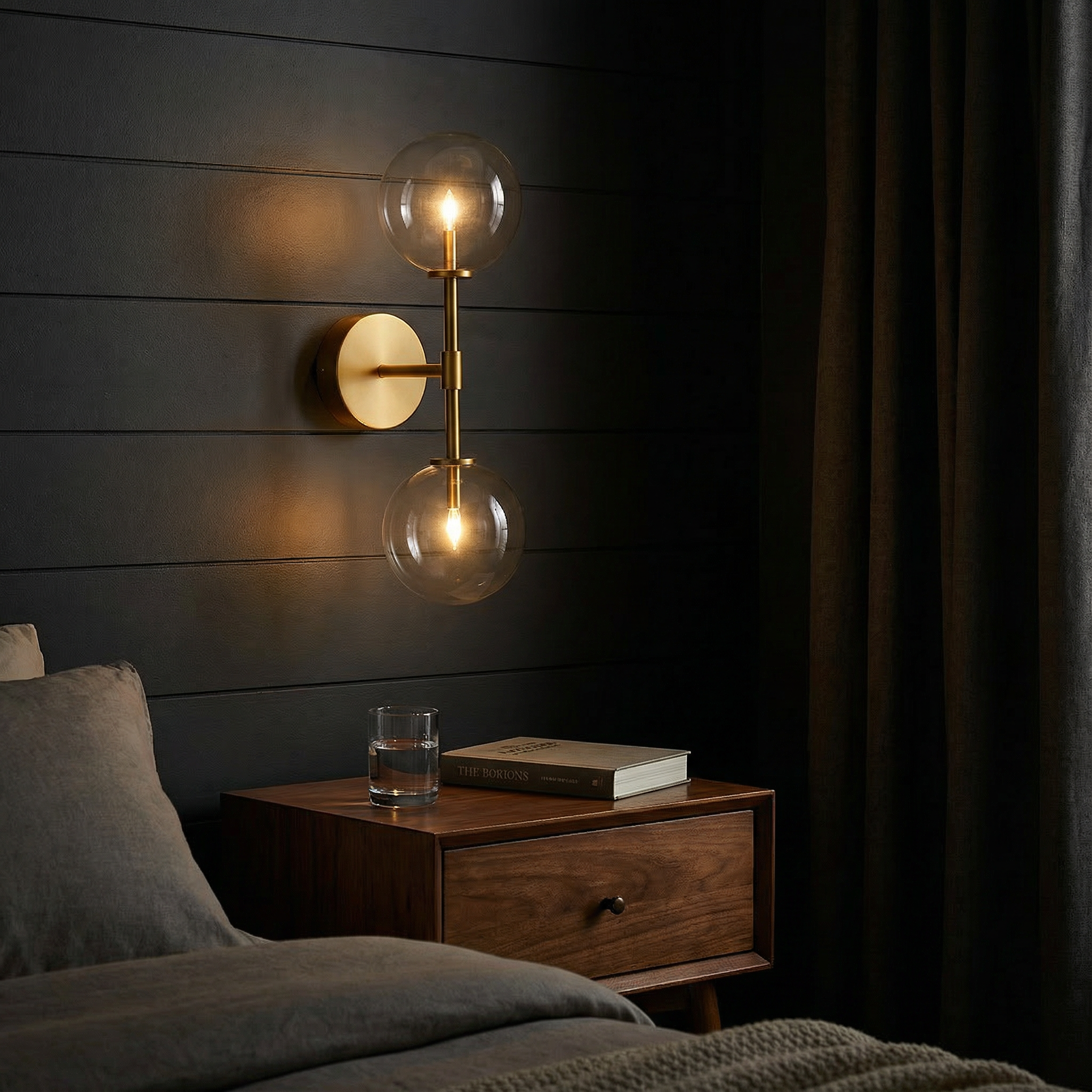 Zell | Elegant Dual Glass Wall Sconce Light with Brass Structure 2