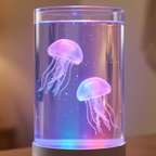 Close-up of glowing silicone jellyfish inside the Aura Drift lamp
