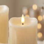 Close-up of realistic LED flame and wax texture