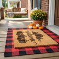 Welcome Fall Layered Doormat styled on a cozy autumn porch