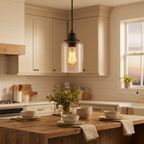Foundry Glass Pendant Light over a dining table in a cozy interior