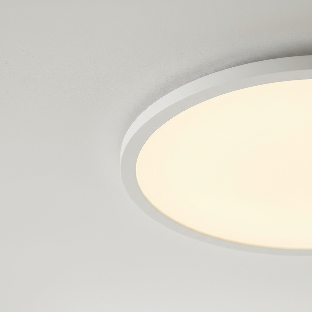Close-up of the slim edge profile of the Aria LED panel