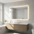 Claria LED Bathroom Mirror with glowing backlit border