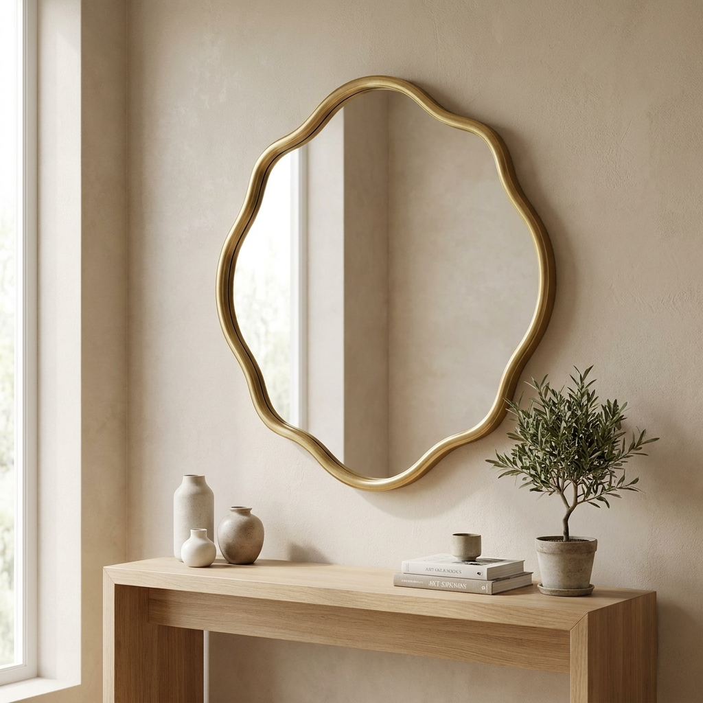 Asha Irregular Wall Mirror with organic gold frame
