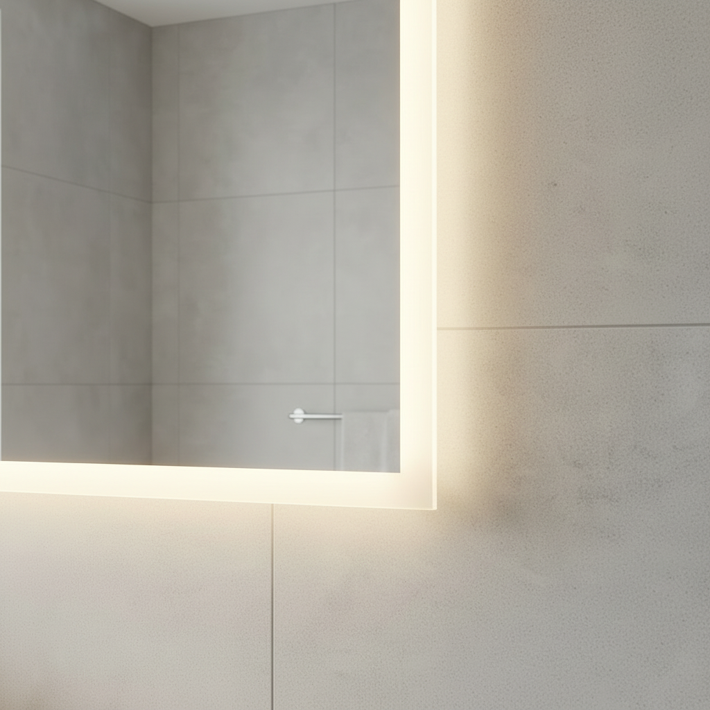 Close-up of Claria mirror slim edge and backlit LED border