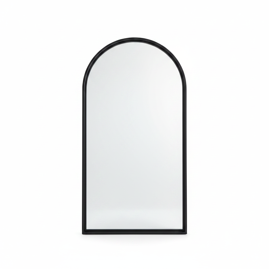 Arche Black Wall Mirror on white studio background