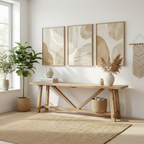 Sahara Boho Canvas Wall Art Set displayed above a dining room console