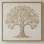 Close-up of Verde tree of life canvas design and frame texture