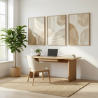 Sahara Boho Canvas Wall Art Set styled in a bright home office