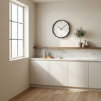 Quiet Modern Wall Clock hung on a kitchen wall