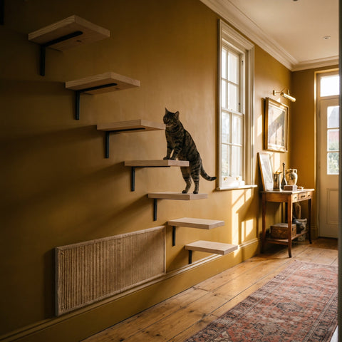 Ascent Cat Wall Stairs, 4-Step Wall Mounted Stairway with Sisal Post