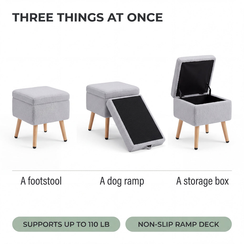 Ashby Dog Ramp for Couch That Doubles as a Storage Footstool, 19.5" Tall — view 4