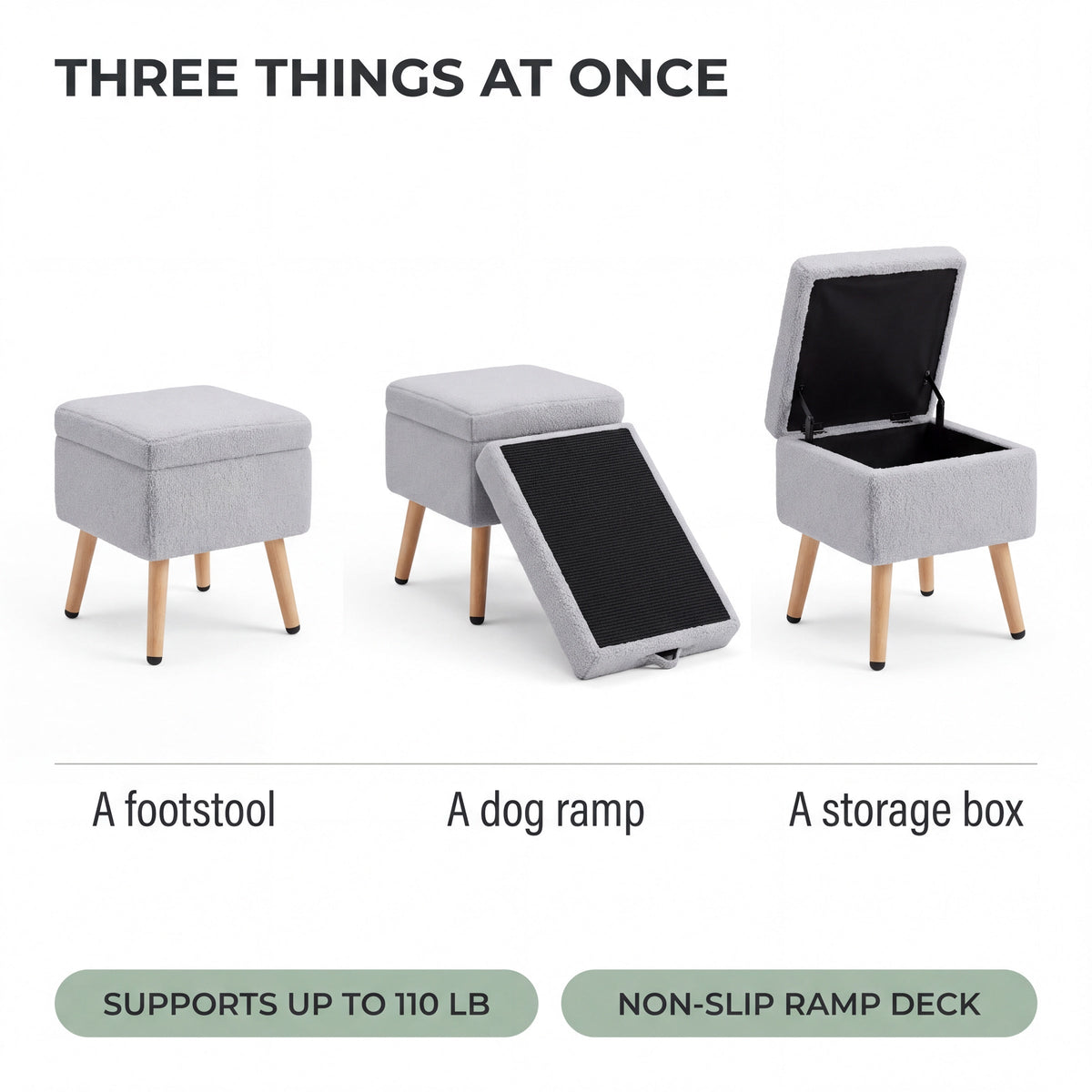 Ashby Dog Ramp for Couch That Doubles as a Storage Footstool, 19.5" Tall — view 4
