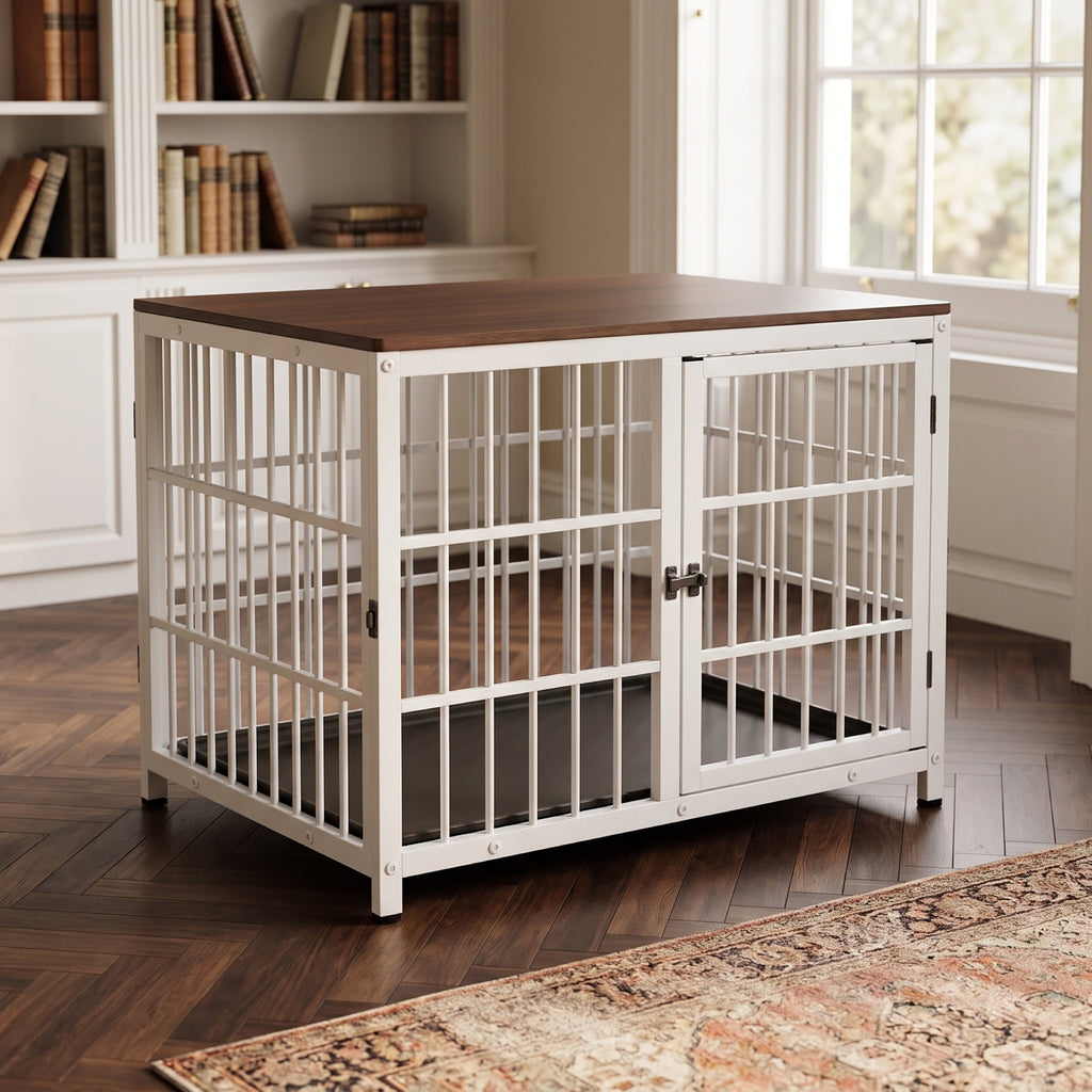 Ashcombe Dog Crate End Table, Solid Wood Top with 3 Doors, 3 Sizes — view 2