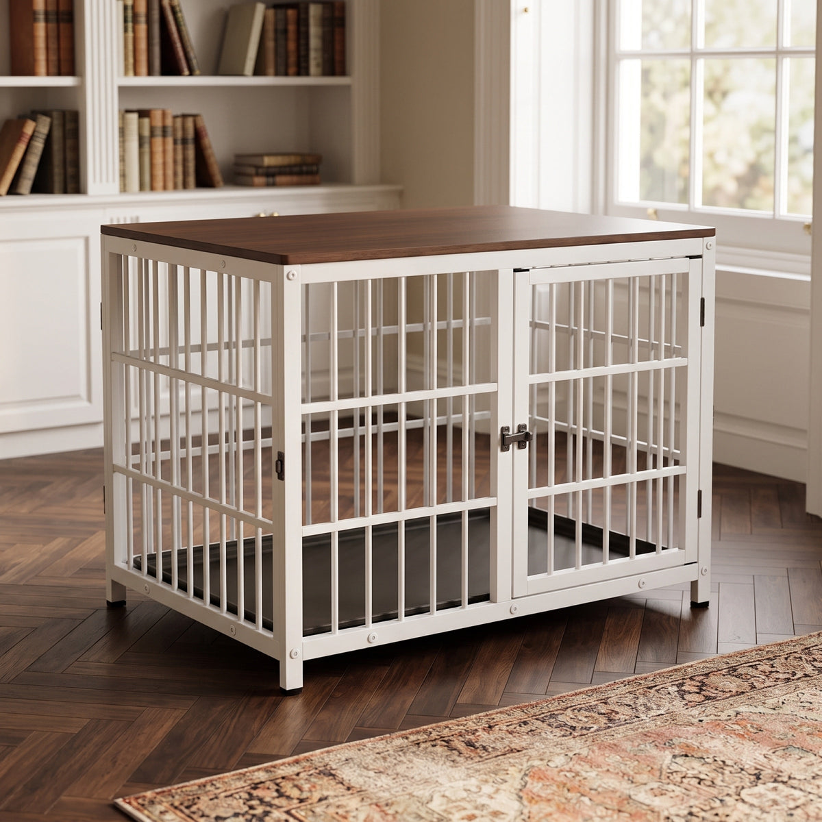 Ashcombe Dog Crate End Table, Solid Wood Top with 3 Doors, 3 Sizes — view 2