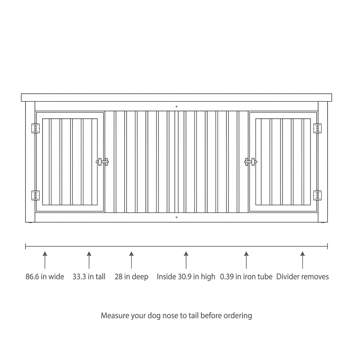Beechwood Double Dog Crate Furniture, 87-Inch TV Console for Two Large Dogs — view 5
