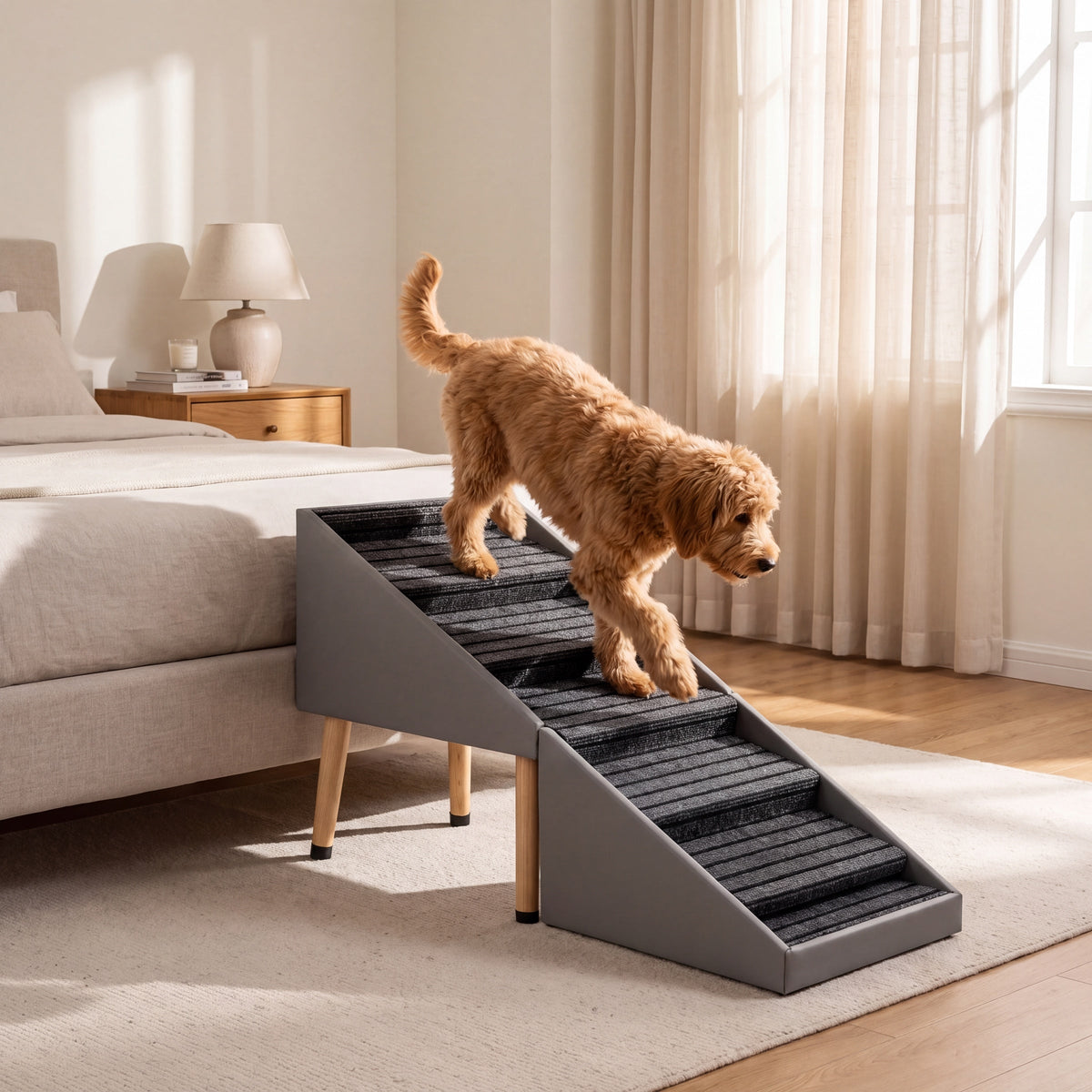 Brook Ottoman Dog Stairs for Large Dogs, 6 Steps, 23" Tall