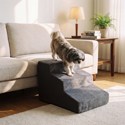 Clover Plush Foam Dog Stairs for Couch, 3 or 4 Steps up to 17.7" Tall