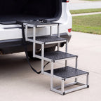 Crest Folding Aluminum Dog Stairs for Cars and SUVs, 4 Steps, 250 lb — view 2