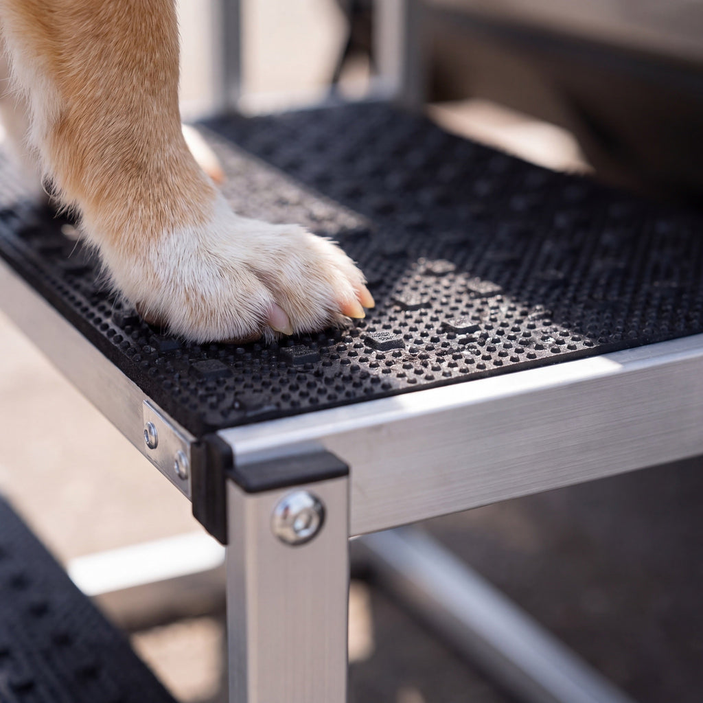 Crest Folding Aluminum Dog Stairs for Cars and SUVs, 4 Steps, 250 lb — view 3