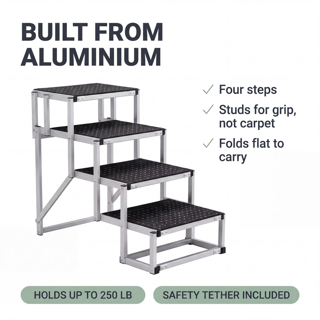 Crest Folding Aluminum Dog Stairs for Cars and SUVs, 4 Steps, 250 lb — view 5