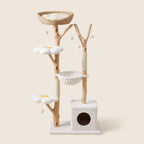 Hamper Modern Cat Tree with Wicker Basket Beds, Sisal Posts and Wood Frame — view 2