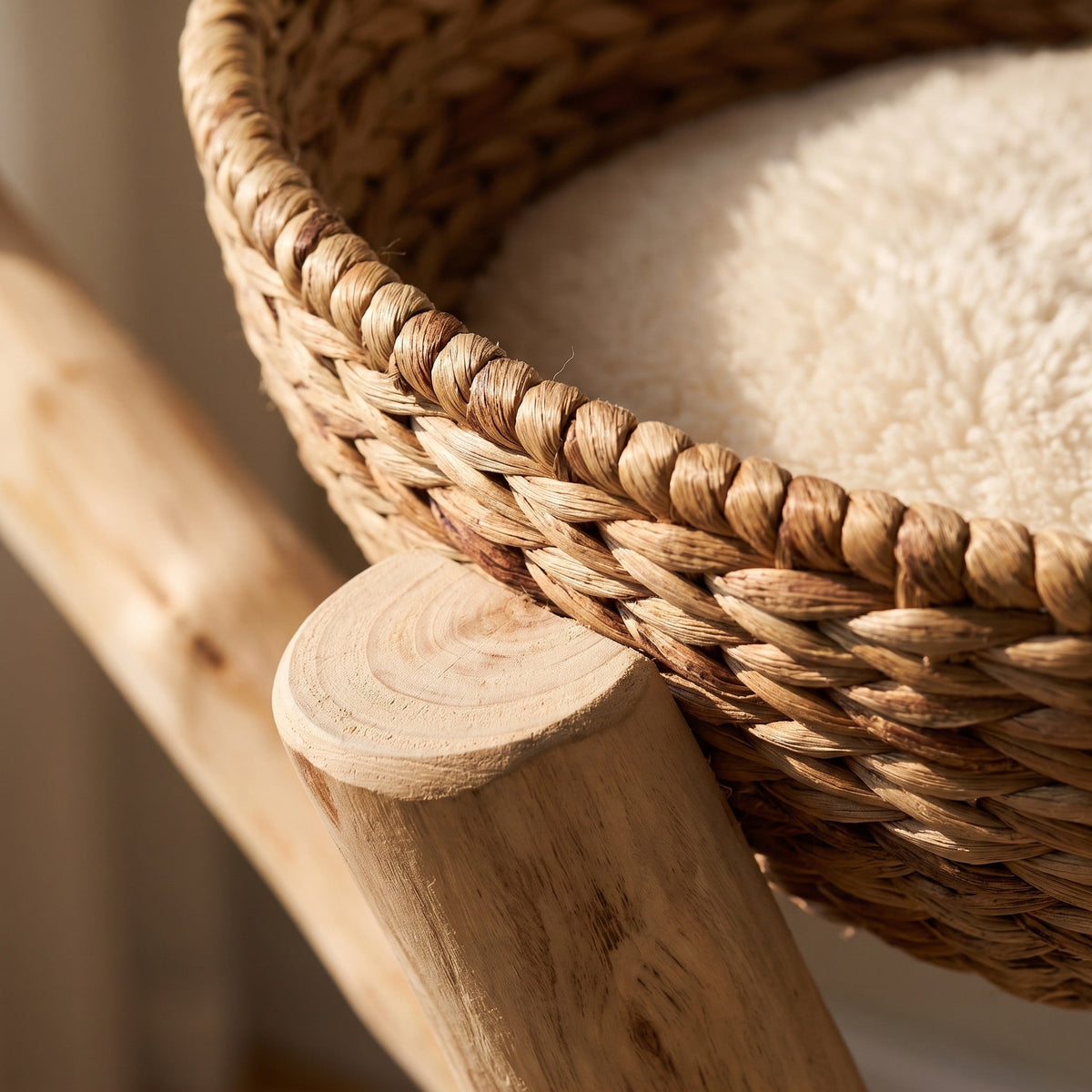 Hamper Modern Cat Tree with Wicker Basket Beds, Sisal Posts and Wood Frame — view 4