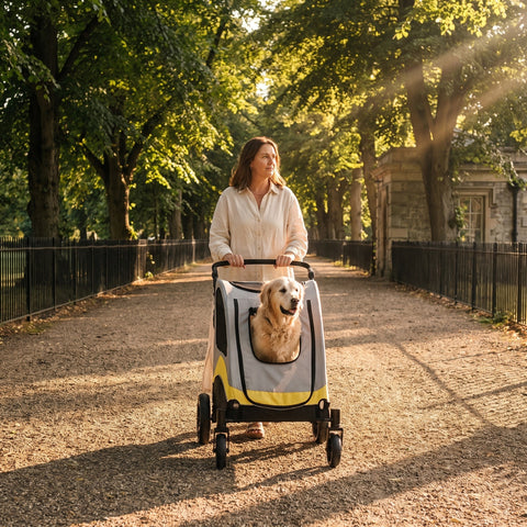 Henley Large Dog Stroller, Folds Flat, Walk-In Front, Base to 35"