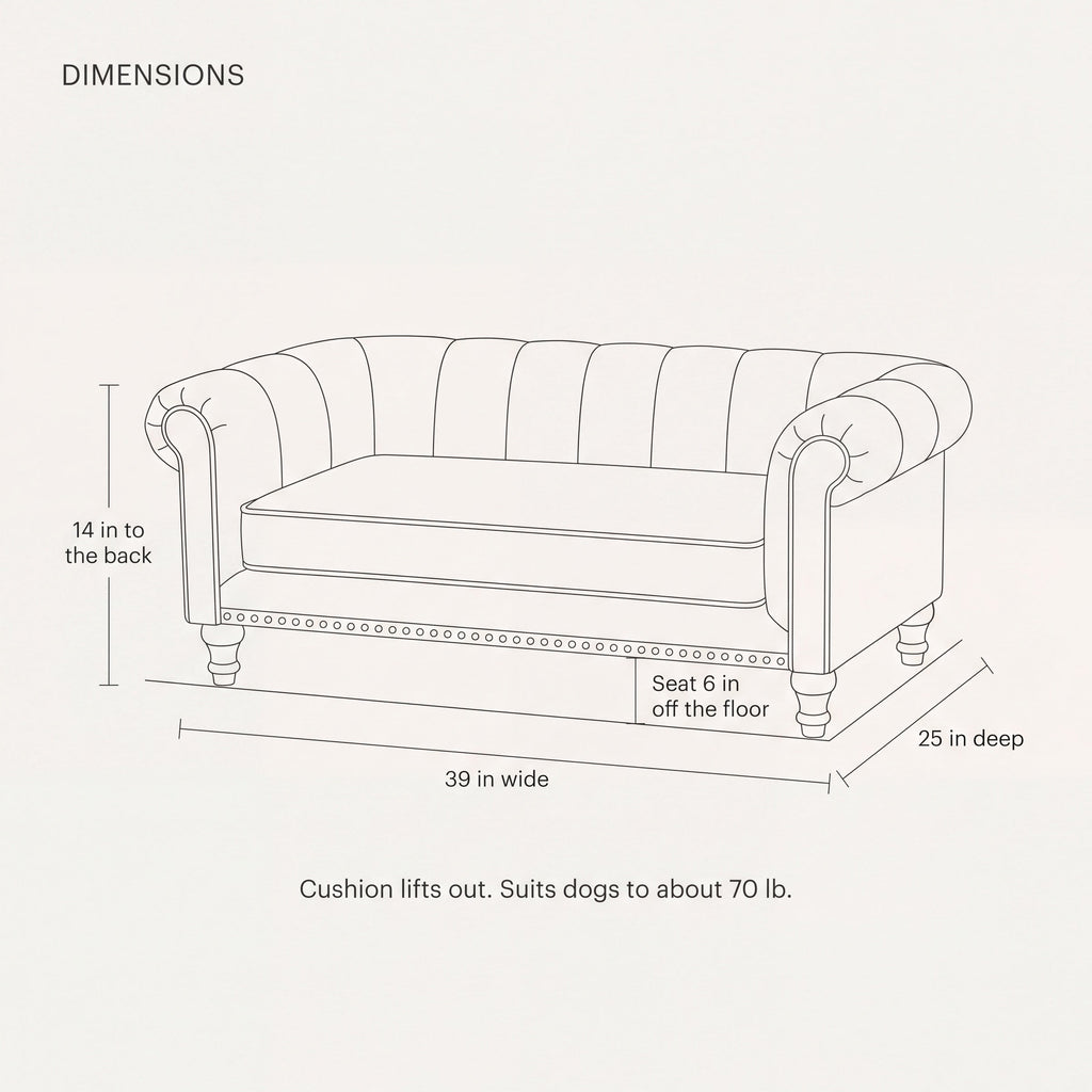 Holloway Dog Couch with Rolled Arms, 39" Wide for Dogs to 70 lb — view 4