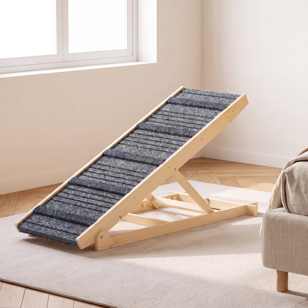 Hornbeam Adjustable Wooden Dog Ramp for Beds, 7 Heights up to 26.8 Inches — view 2