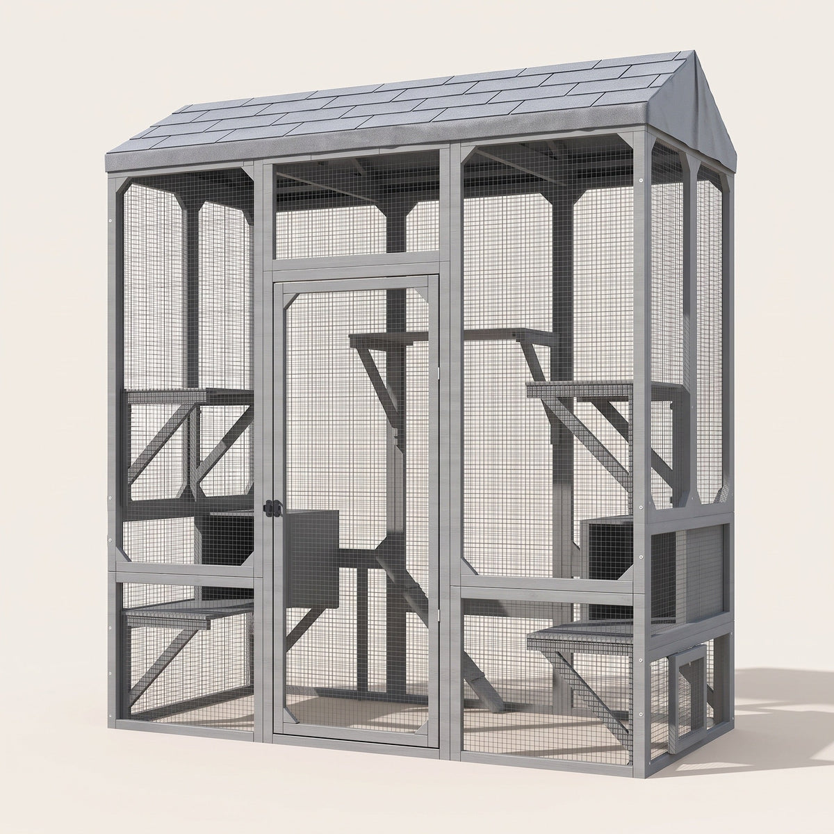 Lodge Walk-In Catio, 72" Tall with 7 Platforms and 2 Shelter Boxes — view 2