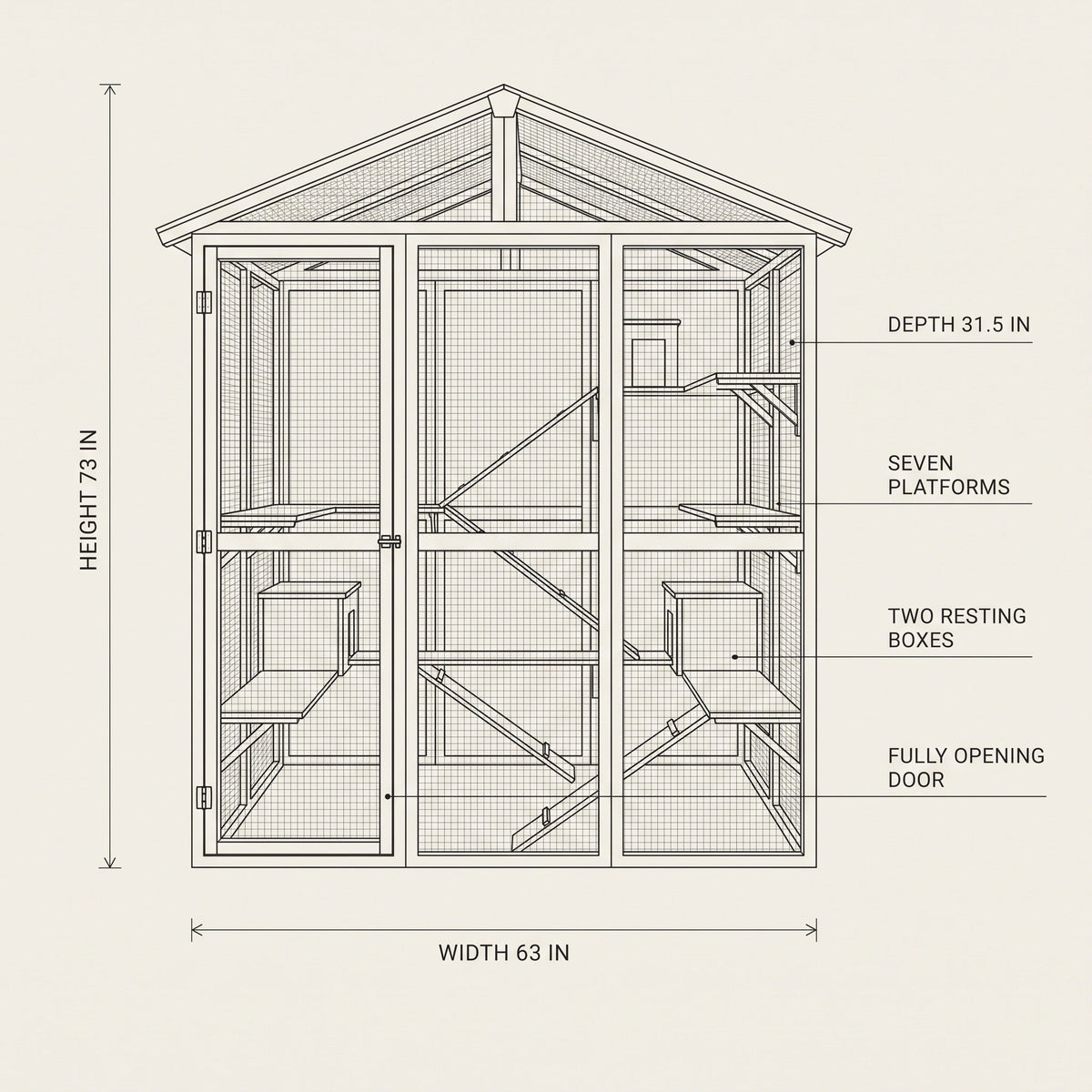 Lodge Walk-In Catio, 72" Tall with 7 Platforms and 2 Shelter Boxes — view 5
