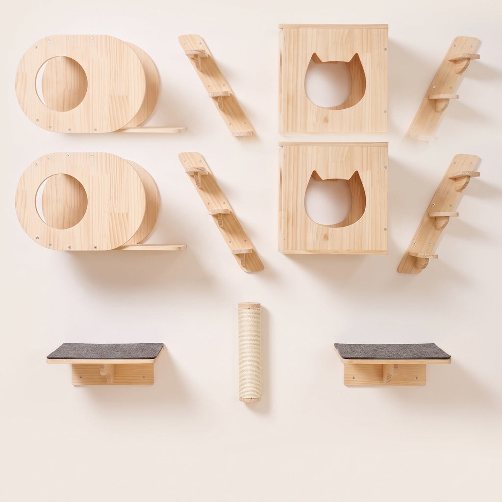 Perch Cat Wall Shelves and Perches Set, 7 Pieces with Hammock — view 2