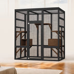 Pergola Wooden Catio with Waterproof Roof, 70" with 5 Platforms — view 2
