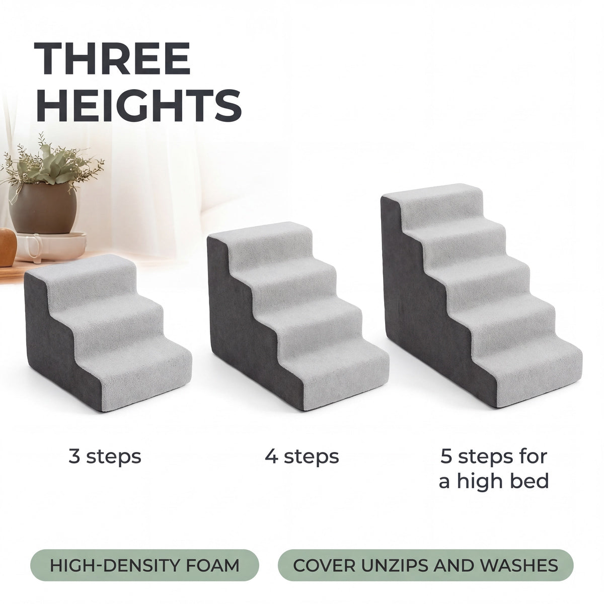 Poplar Foam Dog Steps for Bed, 3 to 5 Steps up to 23.6" Tall — view 3