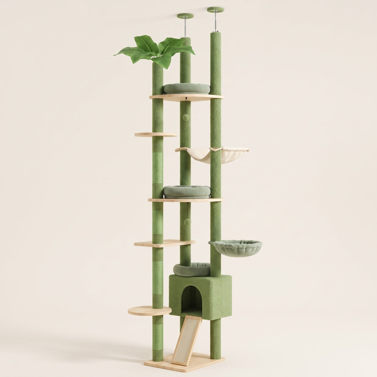 Saguaro Cactus Cat Tree, Floor to Ceiling with Hammock and Condo — view 2