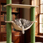 Saguaro Cactus Cat Tree, Floor to Ceiling with Hammock and Condo — view 3