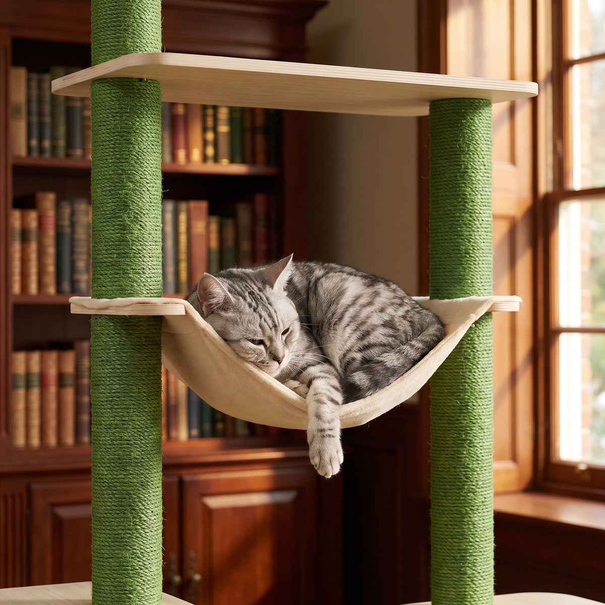 Saguaro Cactus Cat Tree, Floor to Ceiling with Hammock and Condo — view 3